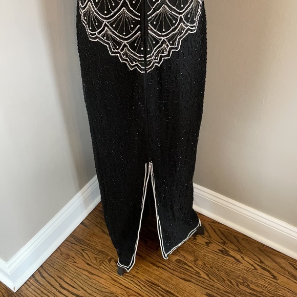 Laurence Kazar sequin pearl dress 100% silk maxi - Picture 8 of 12